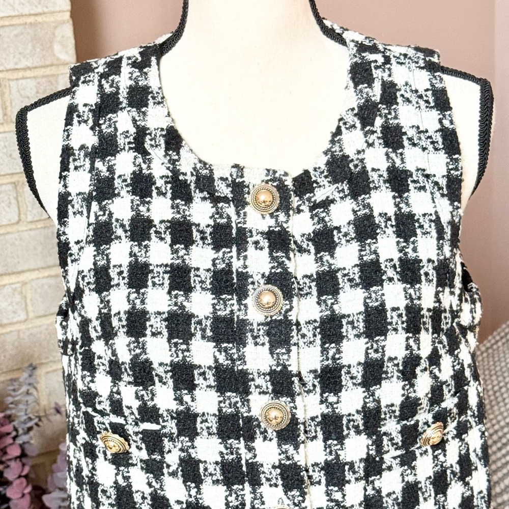 REFORMATION Tropez Mini Dress - Black Check - Picture 4 of 10